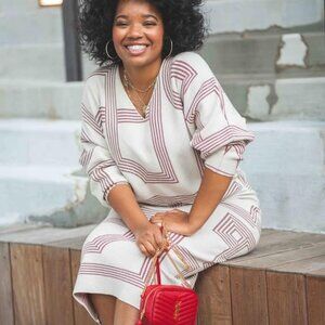 H & M Patterned Knit Skirt Set Size Medium